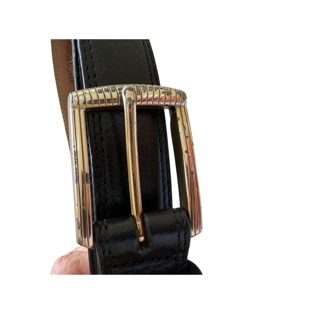Brighton‎ Mens Black Italian Calfskin Leather Belt Size 44 M111193 USA Made